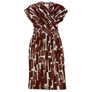 Bottega Veneta Red/Brown and Cream Pattern Dress Size 38